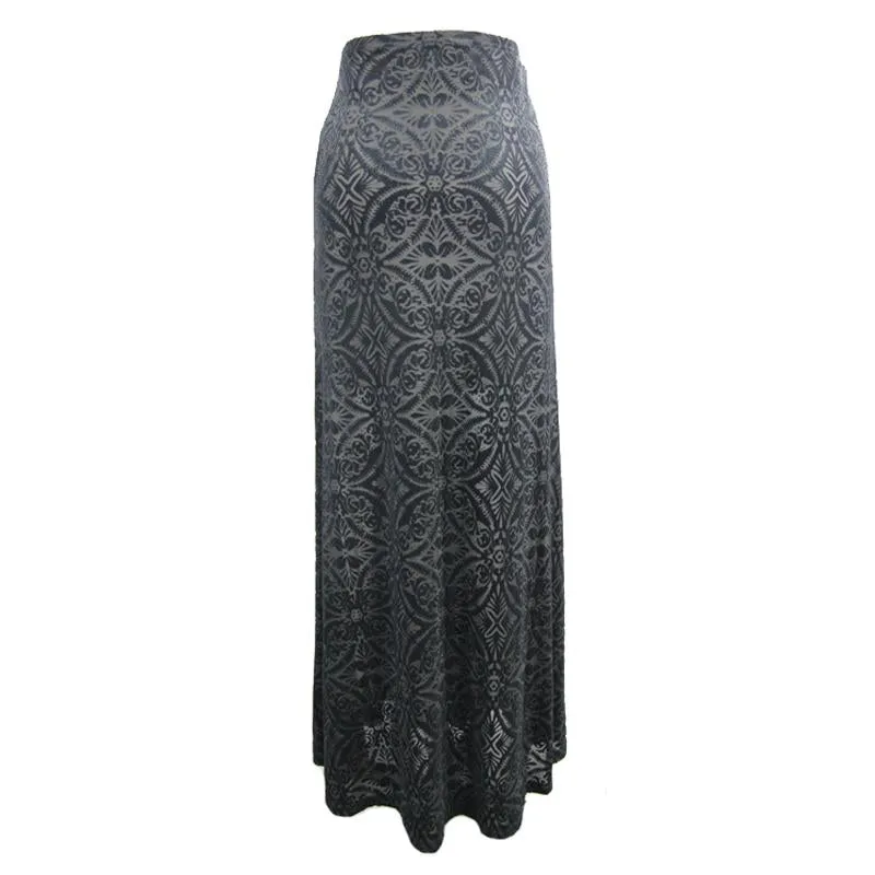 'Poison Heart' Gothic Printed Skirt With Mesh Panels