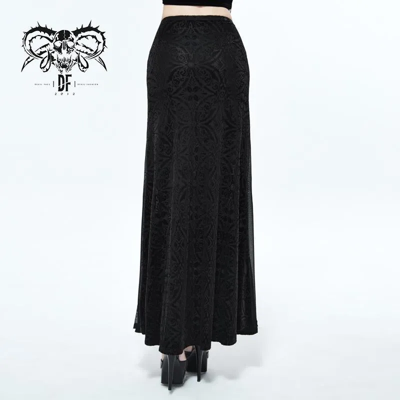 'Poison Heart' Gothic Printed Skirt With Mesh Panels