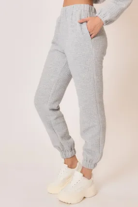 Raised Waffle Knit Joggers - Heather Grey - Full