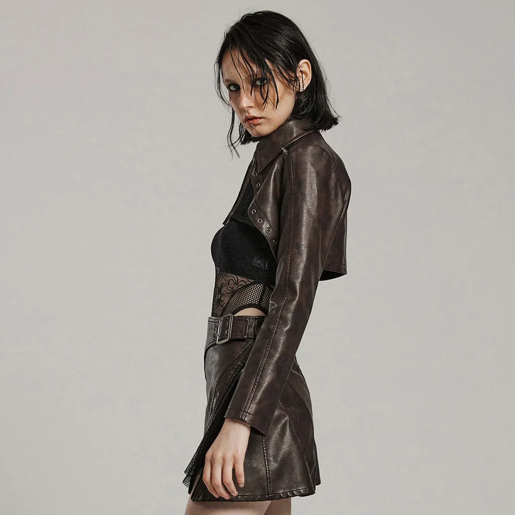 Rowena Cropped Jacket (Brown)