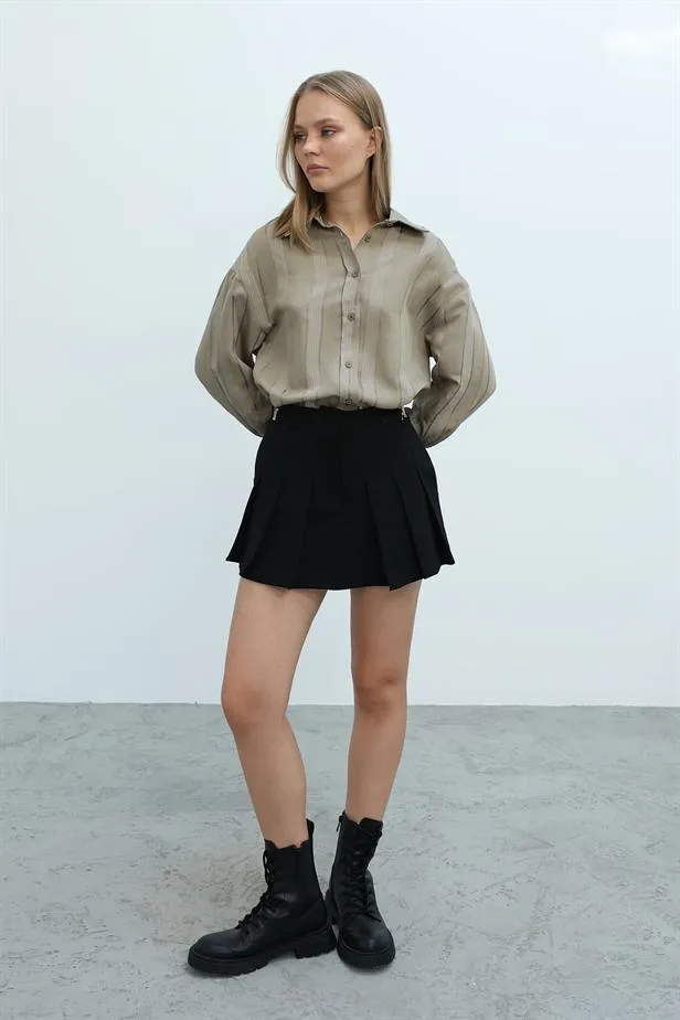 RYN Pleated Shorts Skirt - Black - Simojovel de Allende