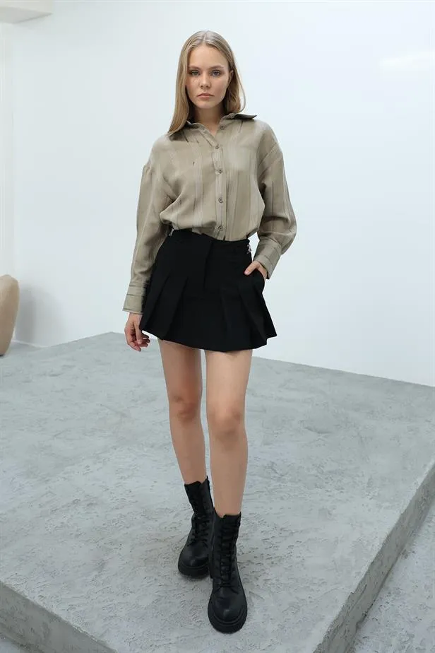 RYN Pleated Shorts Skirt - Black - Simojovel de Allende