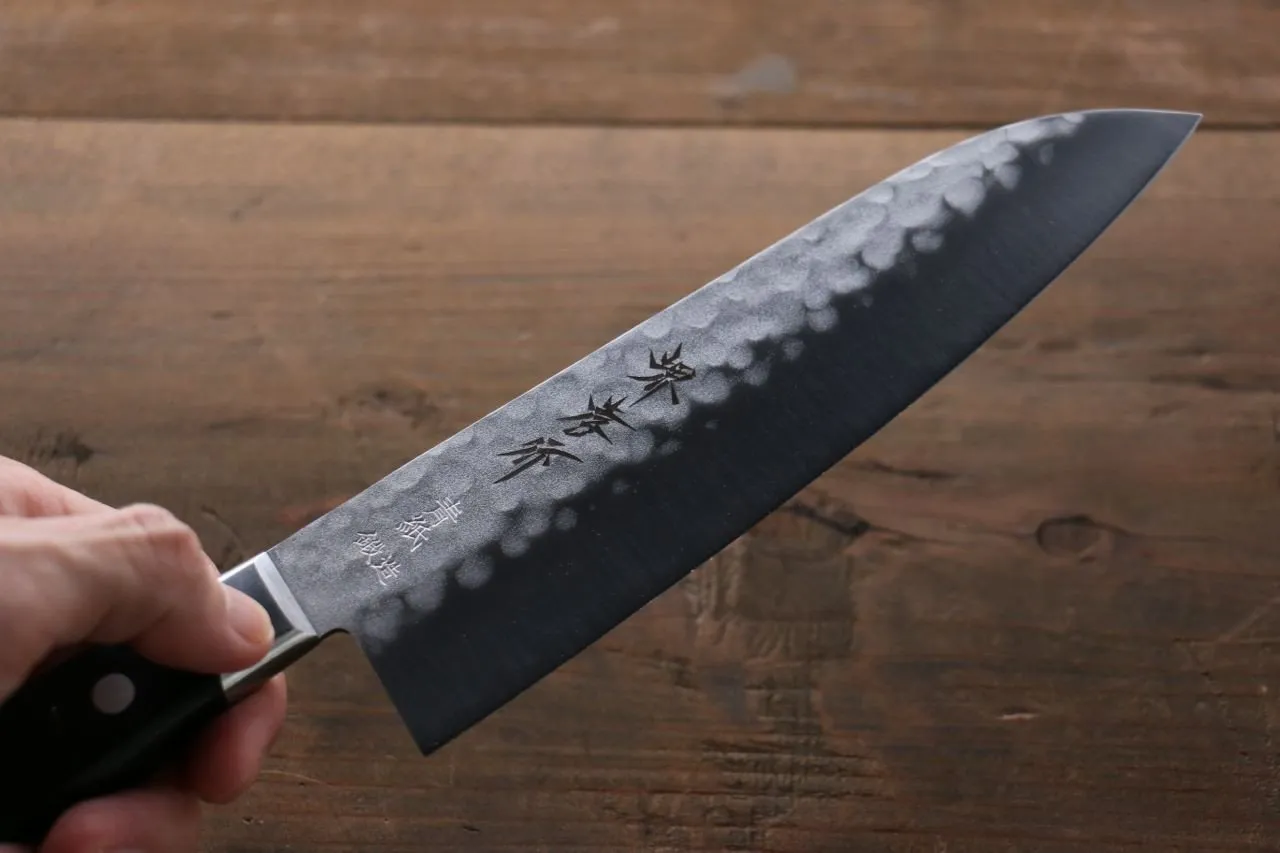 Sakai Takayuki Blue Steel Hammered 3 Layer Santoku 180mm