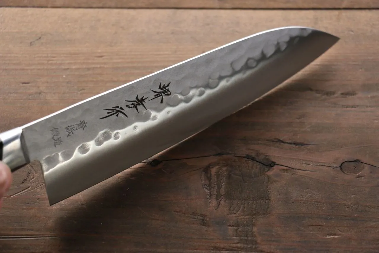 Sakai Takayuki Blue Steel Hammered 3 Layer Santoku 180mm