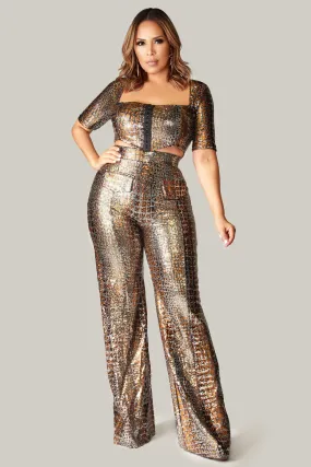 Shimmer Snake Print Two Piece Set