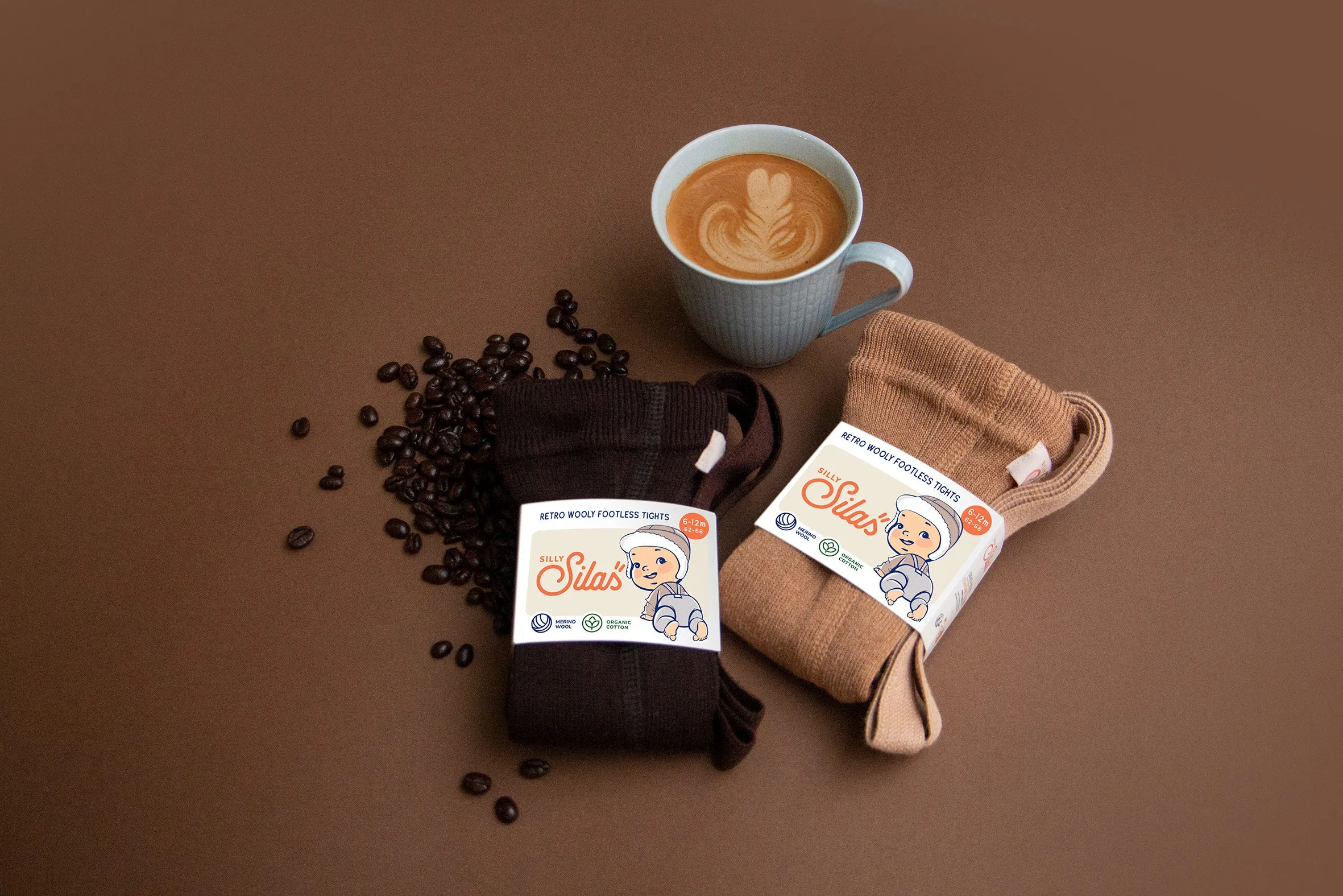 Silly Silas Wooly Footless Wool Tights, Espresso Brown