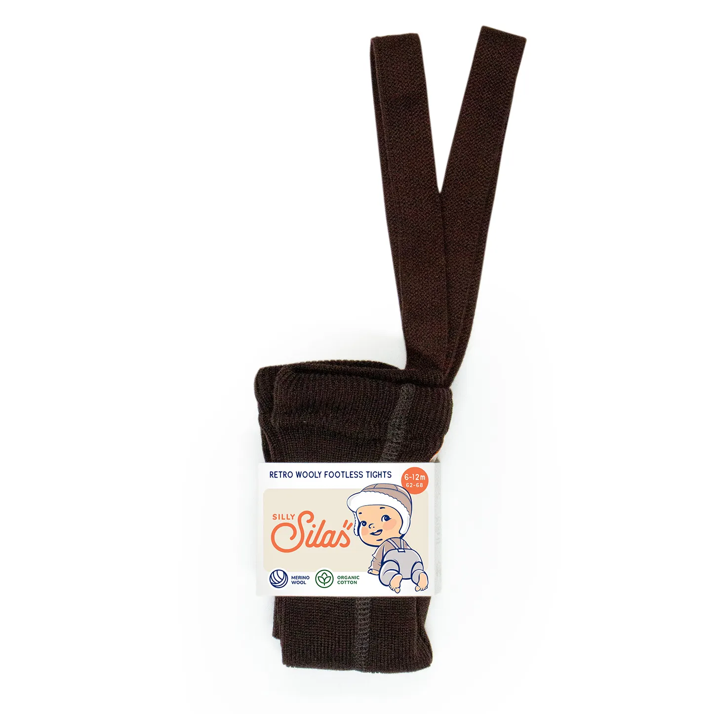 Silly Silas Wooly Footless Wool Tights, Espresso Brown