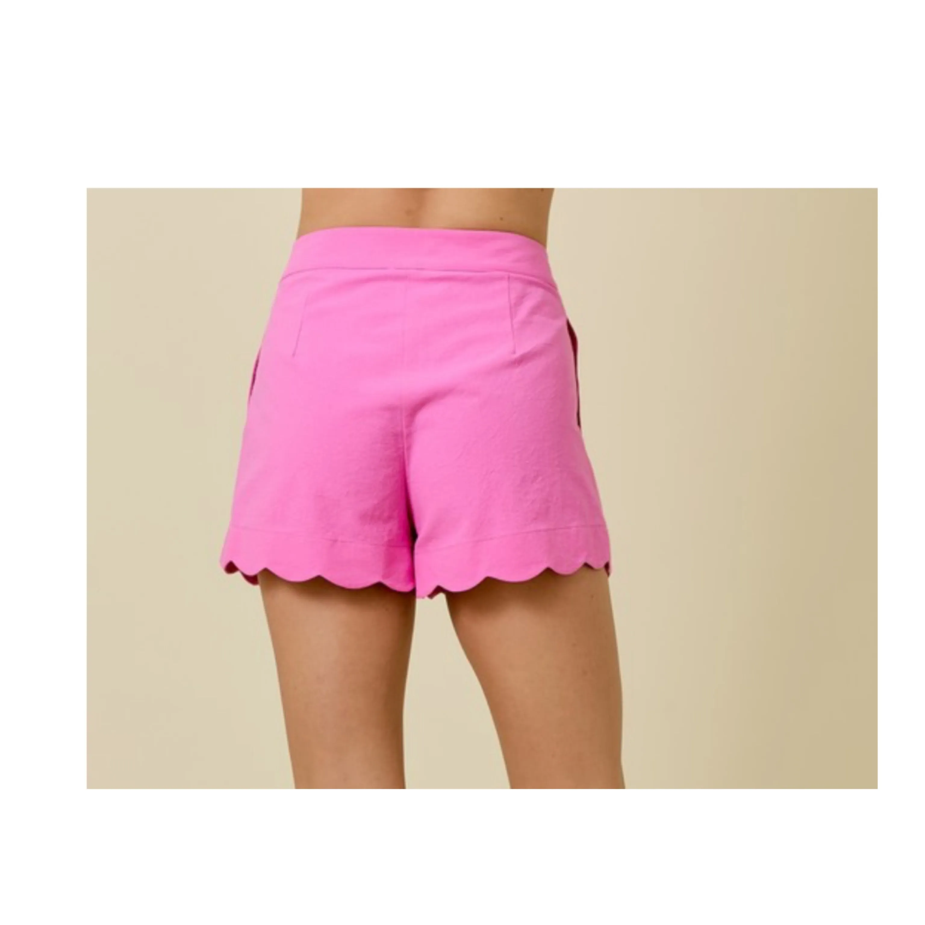 SJQ SCALLOPED EDGE HIGH WAISTED SHORTS W/ PLEATS