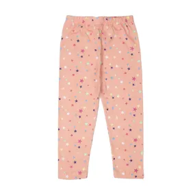 Stars Printed Tights For Girls - Peach