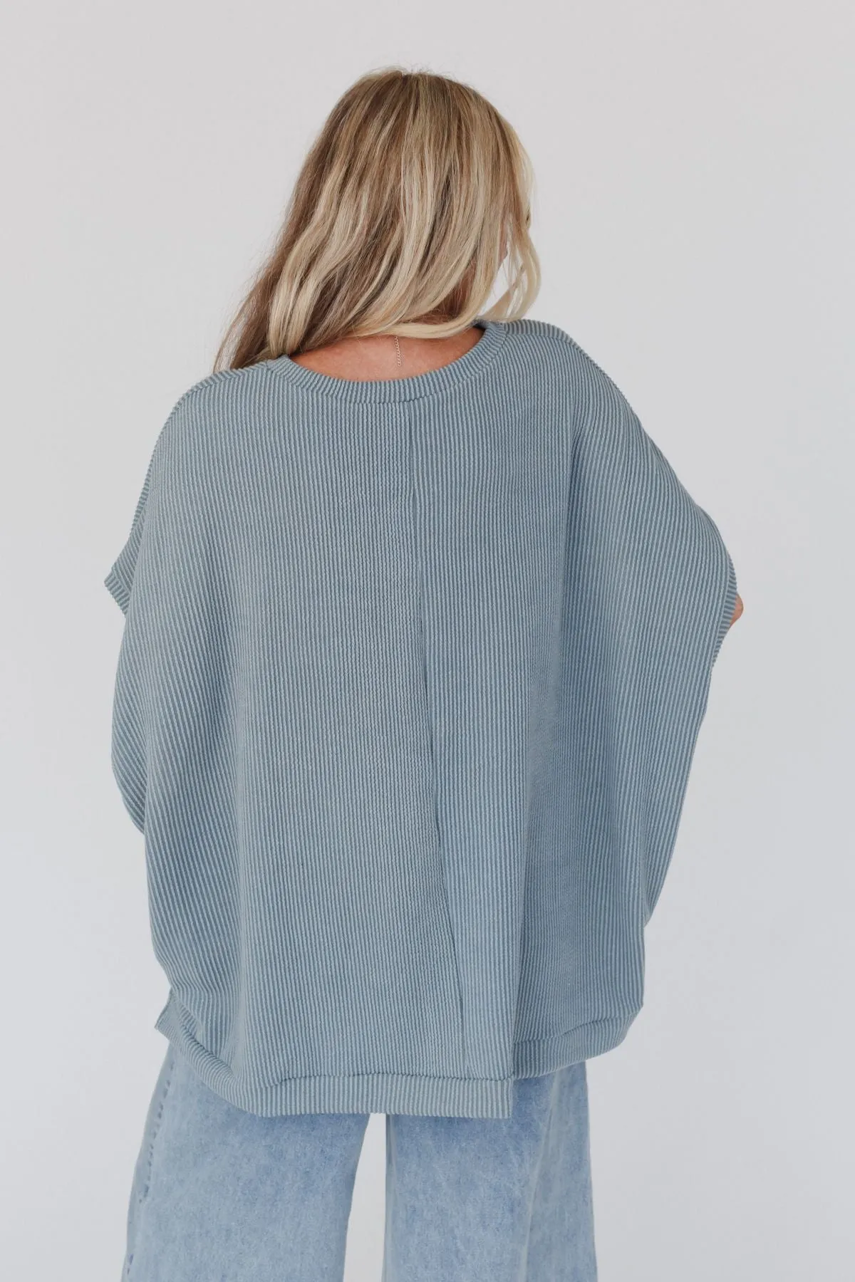 The Nest Moon Glow Texture Knit Top - Seafoam