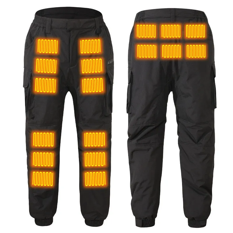 Thickened Winter Thermal Ice Fishing Pants with Multiple Pockets and 18 Heating Zones Heated Pants With Portable Charger