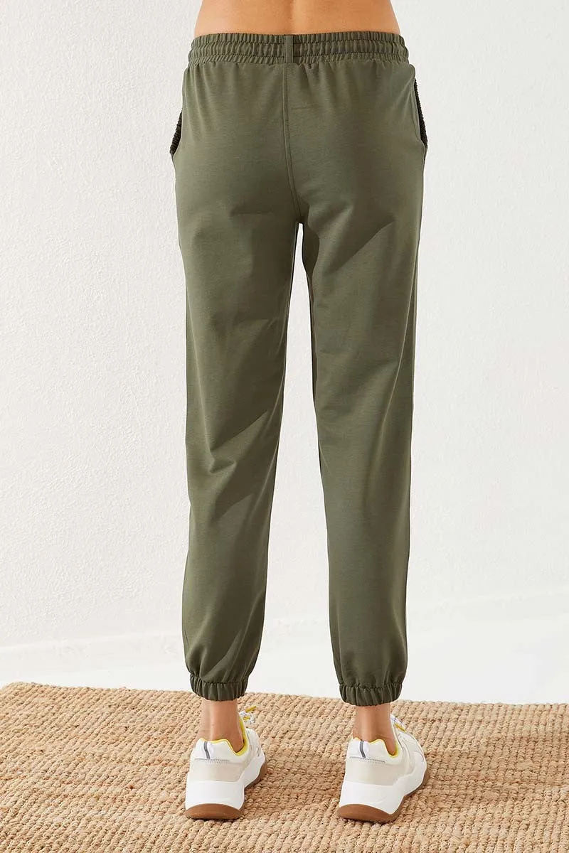 TMY Haki Drawstring Pocket Comfort Fit Elastic Cuff Women's Sweatpants - 94580 - Coventry