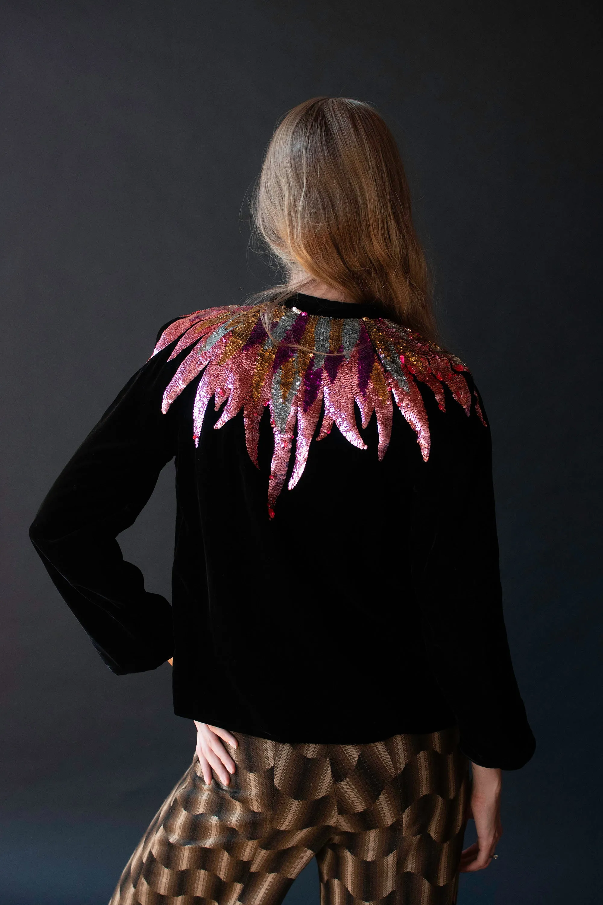 Velvet Jacket with Sequin Collar | Stephen Burrows