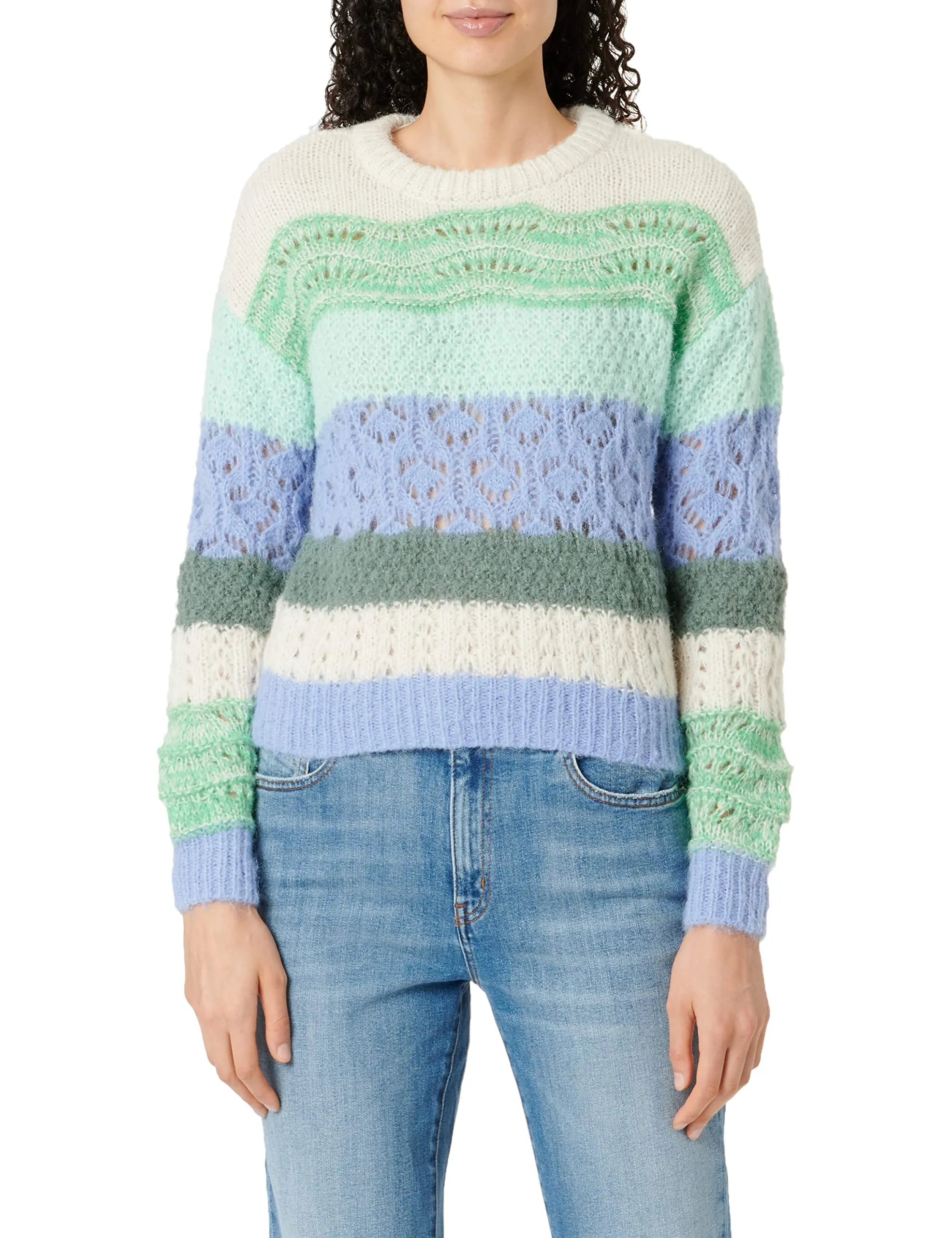 VERO MODA Women's Polyester Round Neck Multicolor Pullover_X-Large