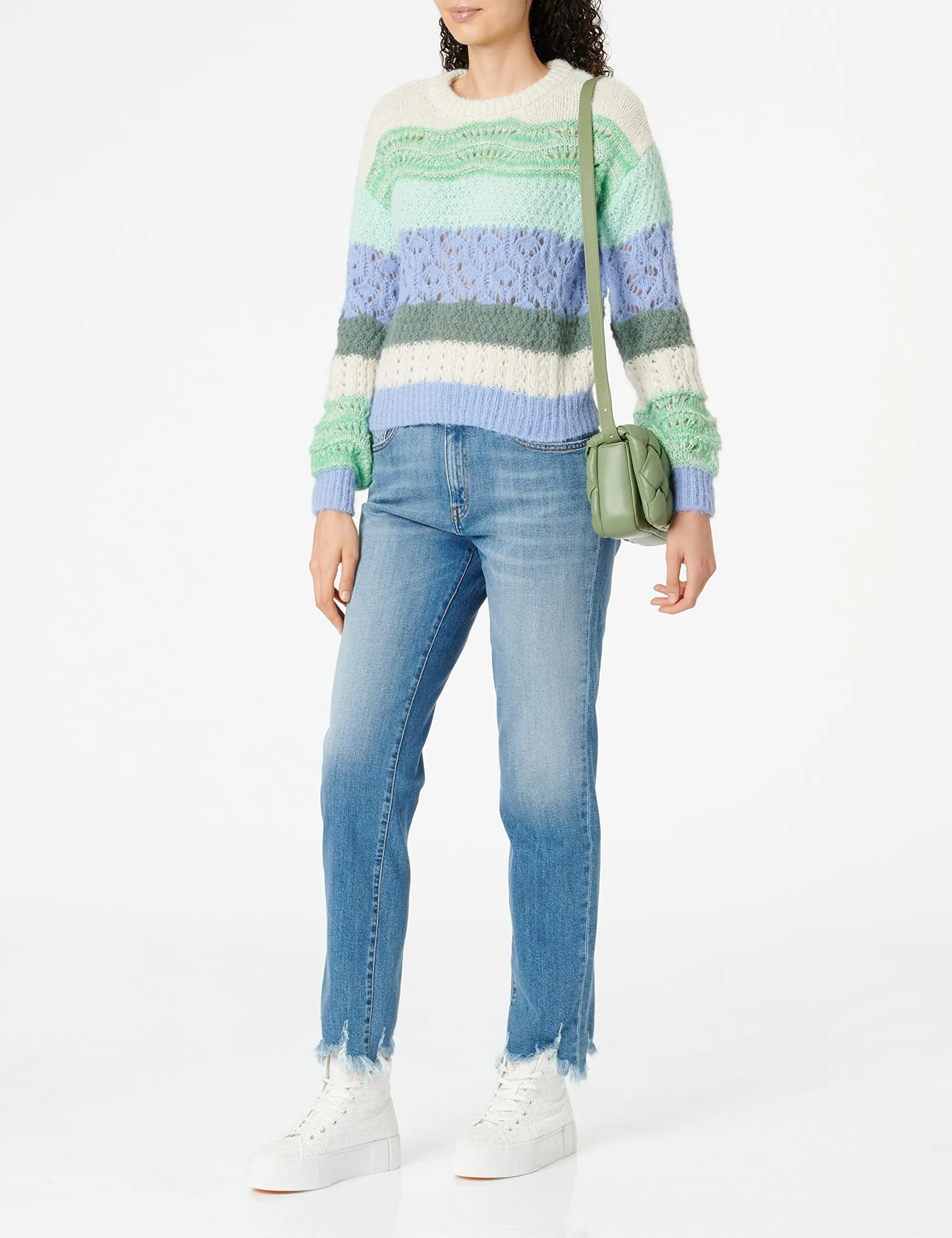 VERO MODA Women's Polyester Round Neck Multicolor Pullover_X-Large