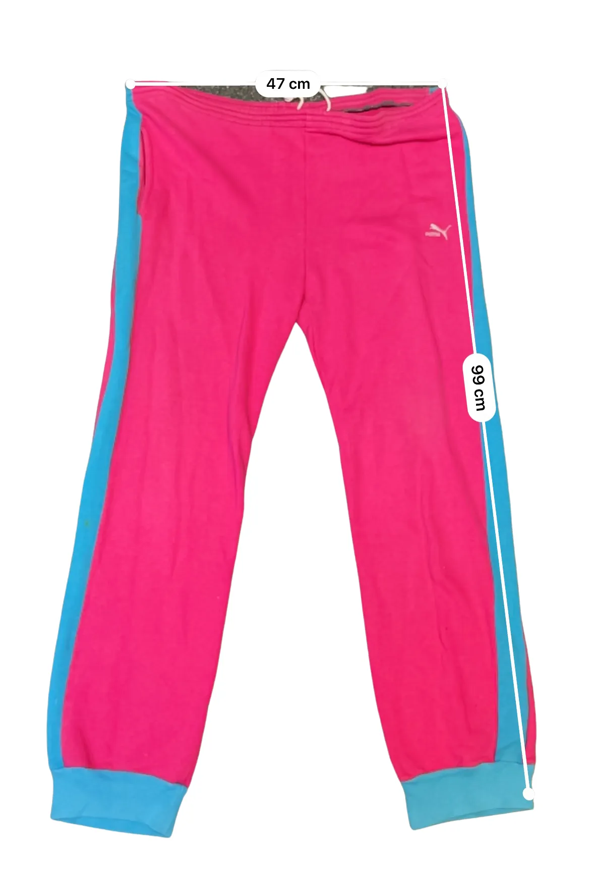 Vintage puma drawstring pink sweatpant with blue stripe