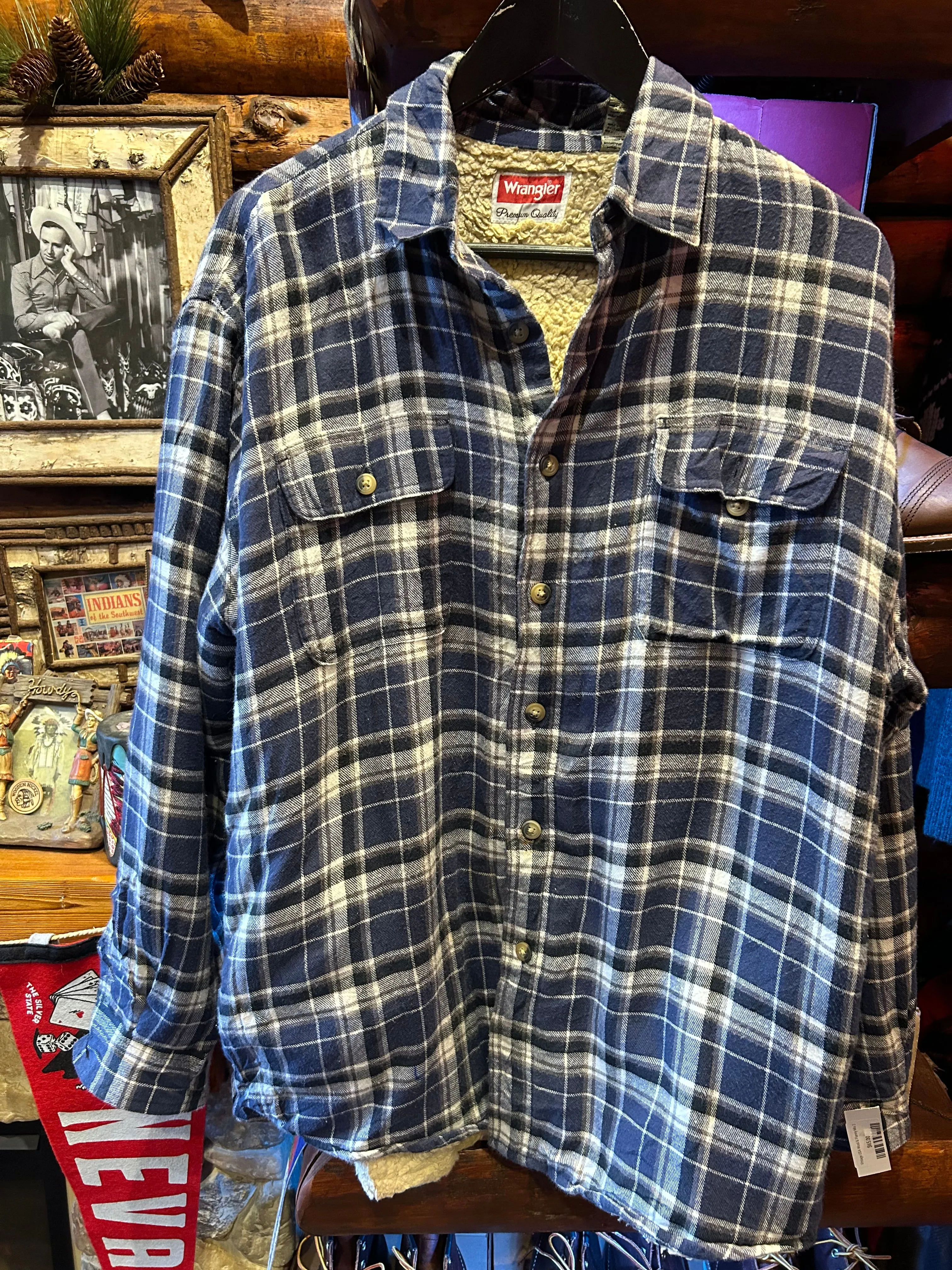 Vintage Wrangler Sherpa Lined Lighweight Flannel Jacket, Large