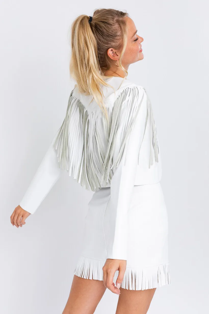 White Fringe Skirt