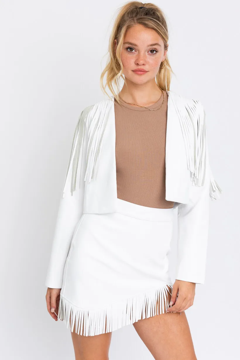 White Fringe Skirt