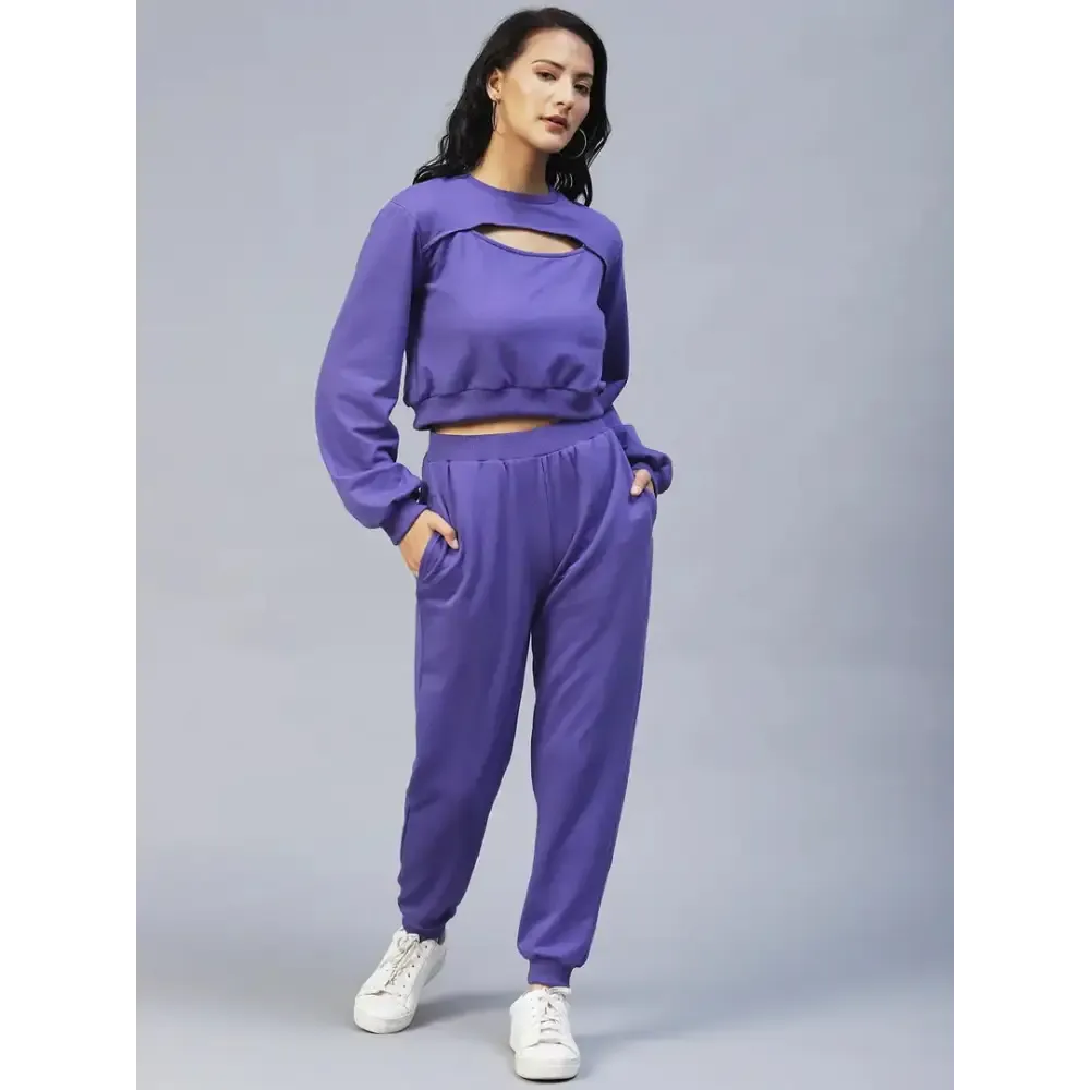 Women Cutout Neck Detail Tracksuit