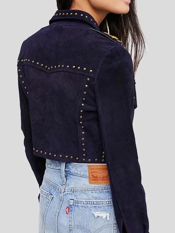 Women's Cropped Suede Leather Jacket By The Jacket Seller