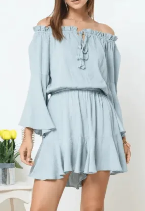 Women's Sage Off Shoulder Ruffled Romper