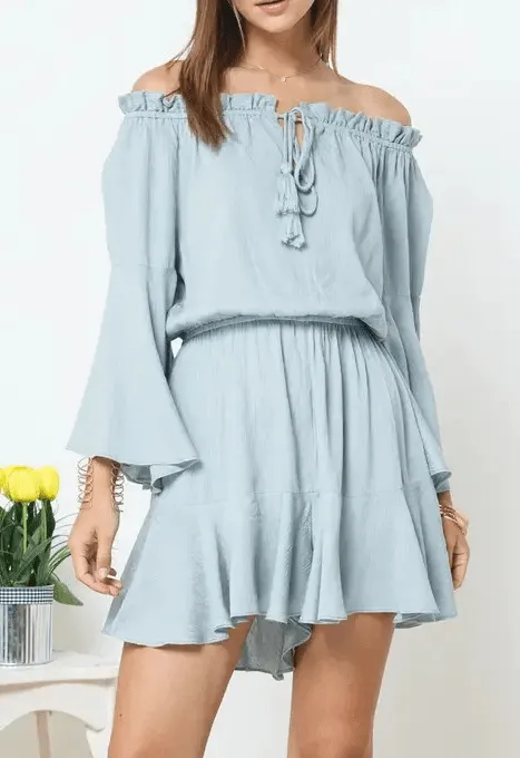 Women's Sage Off Shoulder Ruffled Romper