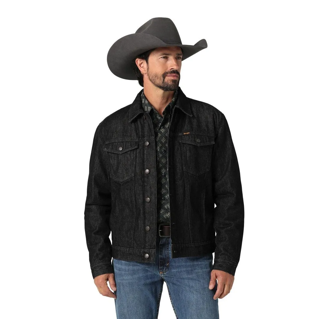 Wrangler Men's Denim Sherpa Lined Jacket Balck Obelisk