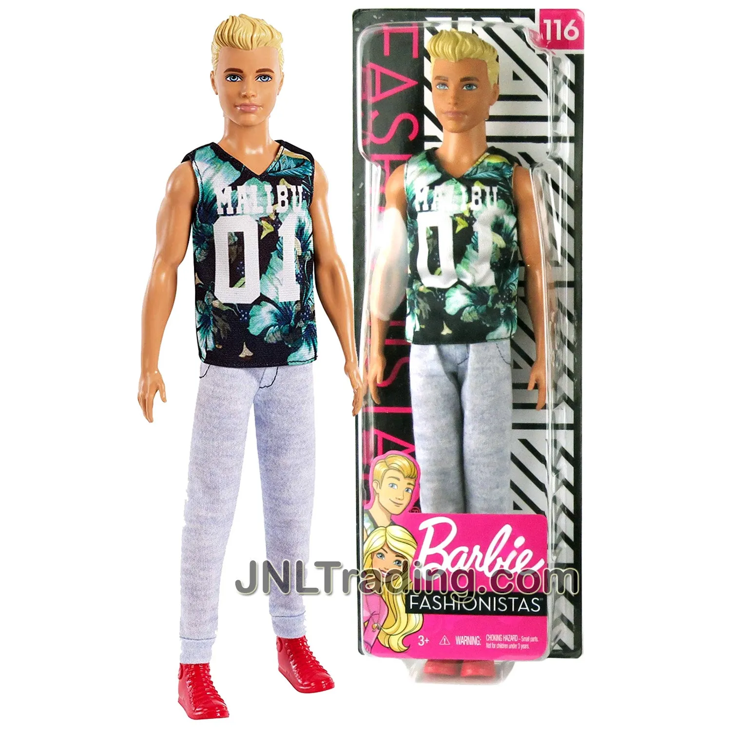 Year 2018 Barbie Fashionistas Series 12 Inch Doll #116 - Caucasian Model KEN FXL63 in Game Sunday Malibu 01 Green Tops and Grey Sweatpants