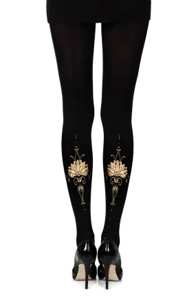 Zohara "Egyptian Goddess" Black Print Tights