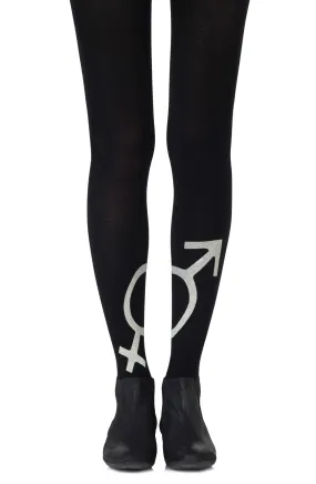 Zohara "Mars   Venus" Light Grey Print Tights