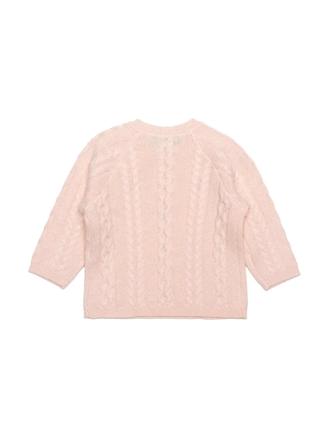 Zopfstrick-Pullover mit Blumen-Details - Rosa